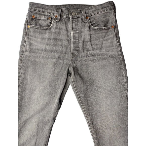 Levi’s Premium Big E 501 S Skinny Jean Black Distressed Button Fly Women 29 x 28 - Picture 2 of 9